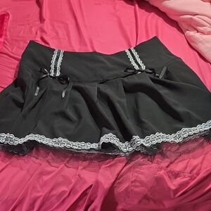 Elegant Black Skirt with Lace Trim